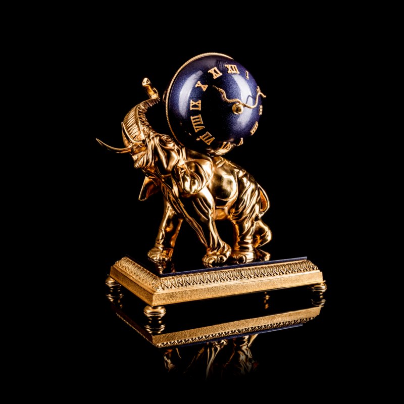 L.Tolstoj Bronze Eagle Clock hand chased, gilded 24K bronze